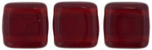 Czechmate 6mm Square Glass Czech Two Hole Tile Bead, Ruby - Barrel of Beads