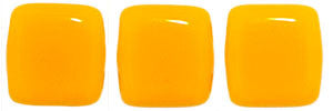 Czechmate 6mm Square Glass Czech Two Hole Tile Bead, Sunflower Yellow - Barrel of Beads