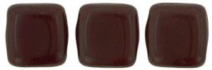 Czechmate 6mm Square Glass Czech Two Hole Tile Bead, Opaque Red