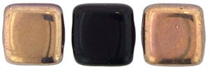 Czechmate 6mm Square Glass Czech Two Hole Tile Bead, Jet Apollo - Barrel of Beads