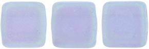 Czechmate 6mm Square Glass Czech Two Hole Tile Bead, Aqua Glow - Milky Alexandrite