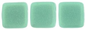 Czechmate 6mm Square Glass Czech Two Hole Tile Bead, Aqua Glow - Turquoise