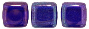 Czechmate 6mm Square Glass Czech Two Hole Tile Bead, Cobalt - Vega - Barrel of Beads