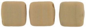 Czechmate 6mm Square Glass Czech Two Hole Tile Bead, Matte French Beige - Barrel of Beads