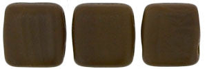 Czechmate 6mm Square Glass Czech Two Hole Tile Bead, Matte Chocolate Brown - Barrel of Beads