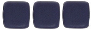 Czechmate 6mm Square Glass Czech Two Hole Tile Bead, Matte Navy - Barrel of Beads