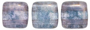 Czechmate 6mm Square Glass Czech Two Hole Tile Bead, Crystal - Moon Dust - Barrel of Beads