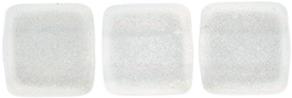 Czechmate 6mm Square Glass Czech Two Hole Tile Bead, Metal Luster - Crystal