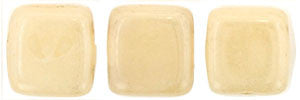 Czechmate 6mm Square Glass Czech Two Hole Tile Bead, Opaque Luster Champagne - Barrel of Beads