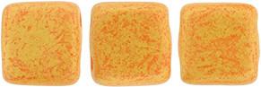 Czechmate 6mm Square Glass Czech Two Hole Tile Bead, Tangerine Pacifica