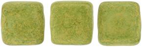 Czechmate 6mm Square Glass Czech Two Hole Tile Bead, Avocado Pacifica