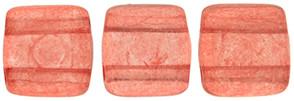 Czechmate 6mm Square Glass Czech Two Hole Tile Bead, Colortrends:Transparent Aurora Red