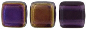 Czechmate 6mm Square Glass Czech Two Hole Tile Bead, Twilight Tanzanite - Barrel of Beads