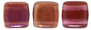 Czechmate 6mm Square Glass Czech Two Hole Tile Bead, Twilight - Fuchsia