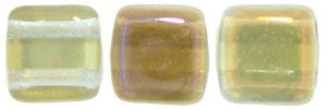 Czechmate 6mm Square Glass Czech Two Hole Tile Bead, Twilight Jonquil - Barrel of Beads