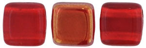 Czechmate 6mm Square Glass Czech Two Hole Tile Bead, Twilight Siam Ruby - Barrel of Beads