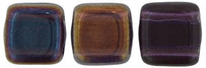 Czechmate 6mm Square Glass Czech Two Hole Tile Bead, Tanzanite Celsian - Barrel of Beads
