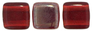 Czechmate 6mm Square Glass Czech Two Hole Tile Bead, Celsian Siam Ruby - Barrel of Beads