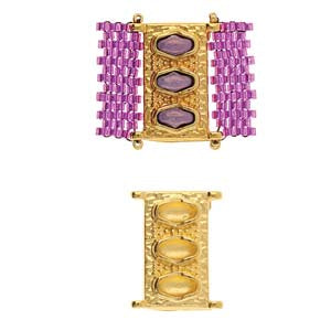 Korakas II, Delica Connector, 24Kt Gold Plate, 2 Pcs