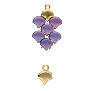 Kastro, Ginko Bead End 24K Gold Plate, 4 pieces
