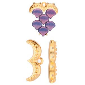 Avolathonisi III, Bead End Ginko 24K Gold Plate, 2 pieces