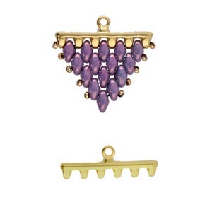 Rozos VI, Superduo Bead End Antique Brass Plate, 2 pieces