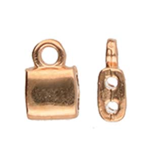 Piperi, Tila Bead End Rose Gold Plate, 4 pieces