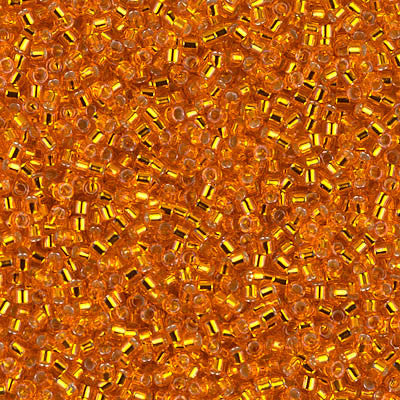 25g Miyuki Delica Seed Bead 11/0 Semi Matte Silver Lined Dyed Dark Orange DB682