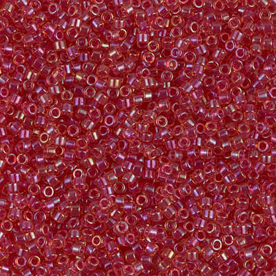 Miyuki Delica Bead 11/0 - DB0062 - Light Cranberry Lined Topaz Luster - Barrel of Beads