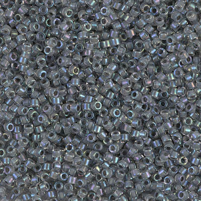 Miyuki Delica Bead 11/0 - DB0081 - Gray Lined Crystal AB - Barrel of Beads