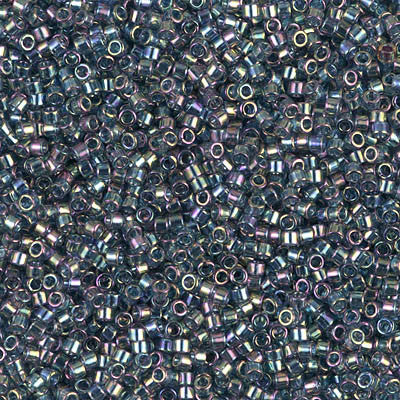 Miyuki Delica Bead 11/0 - DB0111 - Transparent Blue Gray Rainbow Gold Luster - Barrel of Beads