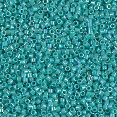 miyuki38 Miyuki Delica Bead Size 11/0, DB0166, Opaque Turquoise Green AB, 5 gra
