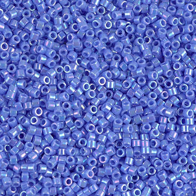 Miyuki Delica Size 11/0 Cylinder Seed Beads - Opal Medium Blue AB Finish - Perfect For Bead Weaving & Jewelry Making