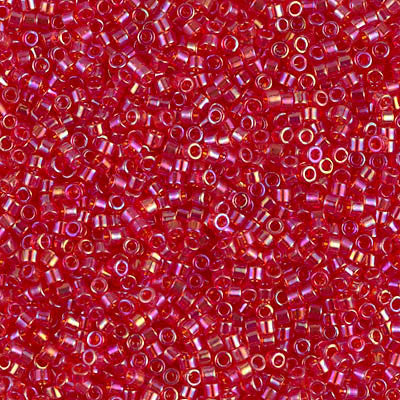 Miyuki Delica Bead 11/0 - DB0172 - Transparent Red AB - Barrel of Beads