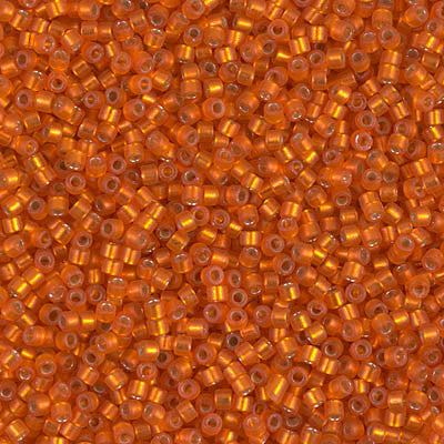 Miyuki Delica Bead 11/0 - DB0682 - Dyed Semi-Frosted Silver Lined Dark Orange - Barrel of Beads