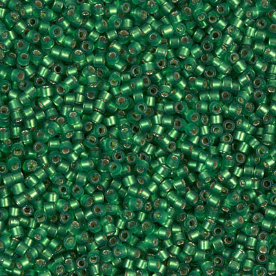 Miyuki Delica Bead 11/0 - DB0688 - Dyed Semi-Frosted Silver Lined Green - Barrel of Beads