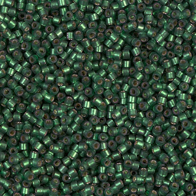 Miyuki Delica Bead 11/0 - DB0690 - Dyed Semi-Frosted Silver Lined Leaf Green - Barrel of Beads
