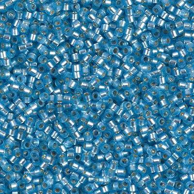 Miyuki Delica Bead 11/0 - DB0692 - Dyed Semi-Frosted Silver Lined Aqua - Barrel of Beads