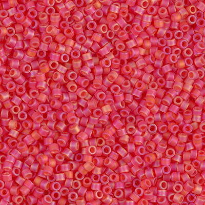 Miyuki Delica Bead 11/0 - DB0856 - Matte Transparent Red Orange AB - Barrel of Beads