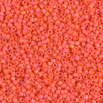 Miyuki Delica Bead 11/0 - DB0872 - Matte Opaque Orange AB - Barrel of Beads