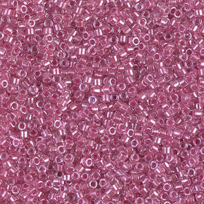 Miyuki Delica Bead 11/0 - DB0902 - Sparkling Peony Pink Lined Crystal - Barrel of Beads