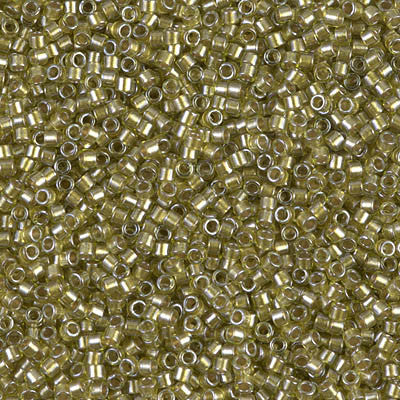 Miyuki Delica Bead 11/0 - DB0908 - Sparkling Beige Lined Chartreuse - Barrel of Beads