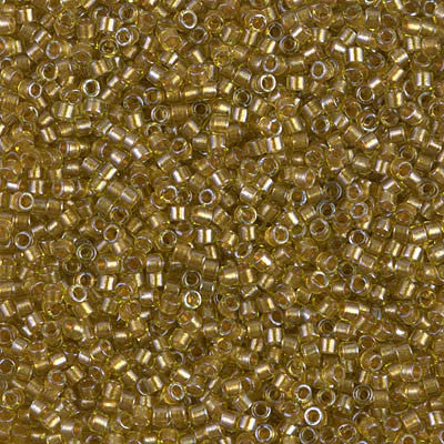 Miyuki Delica Bead 11/0 - DB0909 - Sparkling Honey Beige Lined Chartreuse - Barrel of Beads