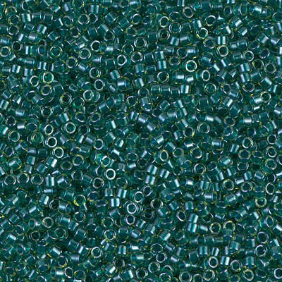 Miyuki Delica Bead 11/0 - DB0919 - Sparkling Dark Teal Lined Chartreuse - Barrel of Beads