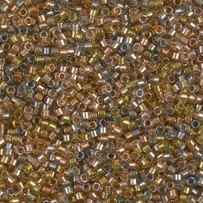 Miyuki Delica Bead 11/0 - DB0981 - Sparkling Lined Sand Dune Mix (gold beige aqua) - Barrel of Beads