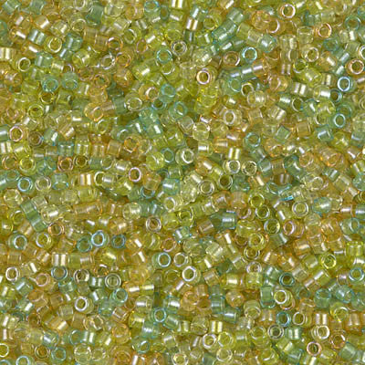 Miyuki Delica Bead 11/0 - DB0983 - Sparkling Lined Lemon Lime Mix (yellow green chartreuse) - Barrel of Beads