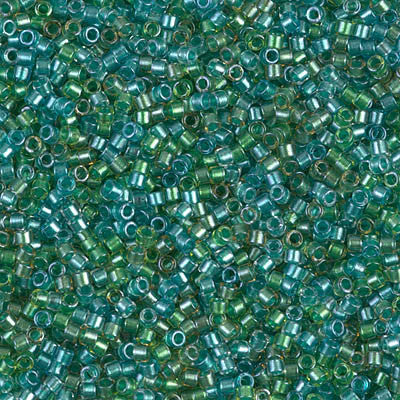 Miyuki Delica Bead 11/0 - DB0984 - Sparkling Lined Aqua Fresco Mix (aqua teal green) - Barrel of Beads