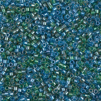 Miyuki Delica Bead 11/0 - DB0985 - Sparkling Lined Caribbean Mix (blue green) - Barrel of Beads