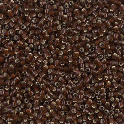 Miyuki Delica Bead 11/0 - DB1684 - Silver Lined Glazed Dark Rootbeer - Barrel of Beads