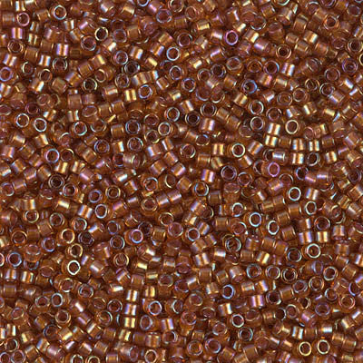 Miyuki Delica Bead 11/0 - DB1736 - Sparkling Beige Lined Dark Topaz AB - Barrel of Beads